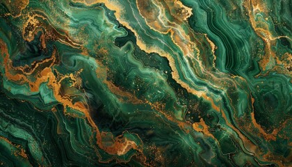 A luxurious texture of green and gold marble, creating an opulent background perfect for high-end interior designs or elegant wallpapers