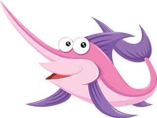 Pink and purple swordfish