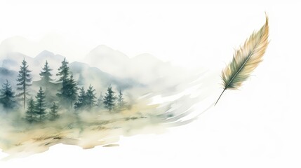 A watercolor of a larch leaf