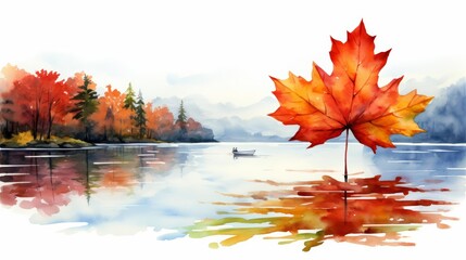 A watercolor of a maple leaf