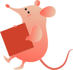 Cute Mouse Holding Spring Couplet