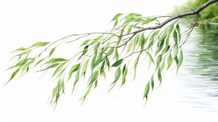 A watercolor of a willow leaf