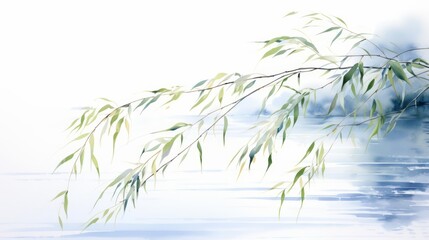 Obraz premium A watercolor of a willow leaf
