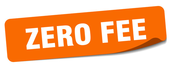 zero fee sticker. zero fee label