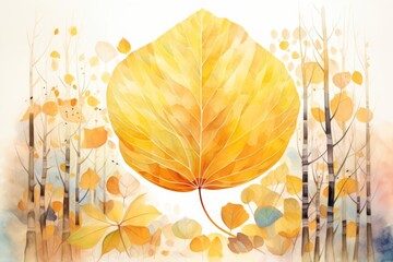 A watercolor of an aspen leaf