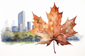 Naklejka premium A watercolor of an elmwood leaf