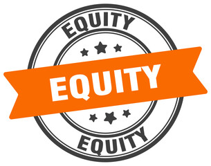 equity stamp. equity label on transparent background. round sign