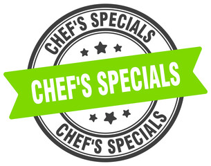 chef's specials stamp. chef's specials label on transparent background. round sign
