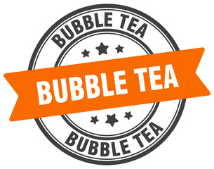 bubble tea stamp. bubble tea label on transparent background. round sign
