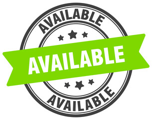 available stamp. available label on transparent background. round sign