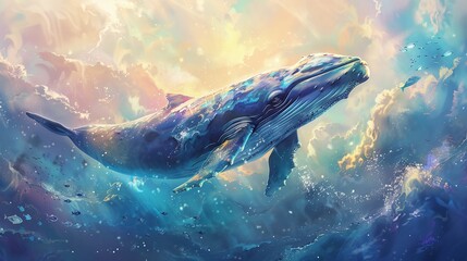 Graceful Whales in Watercolor: Capturing the Majestic Beauty of Marine Life