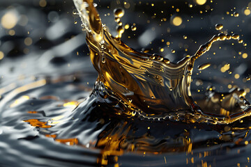 Generative ai on theme of beautiful texture surface motor oil, design natural abstract background