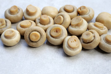Champignon mushrooms in brine. Canned champignon mushrooms whole