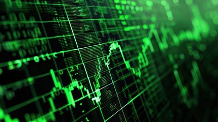 Fototapeta premium Green stock market chart is rising