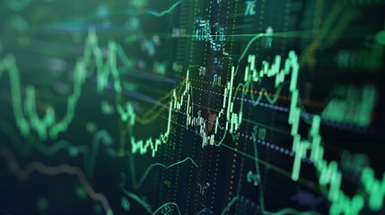 Obraz premium Green stock market chart is rising