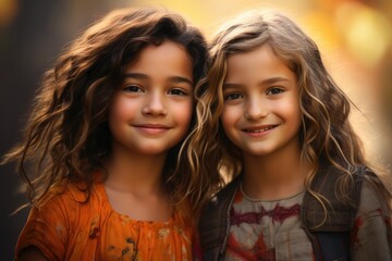 Fototapeta premium Friendsgip day, friends love together smiling, freedom funny relationship trust, cheerful kids youth celebration.