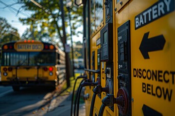 Detailed view of a school bus electrical system panel and disconnect switch