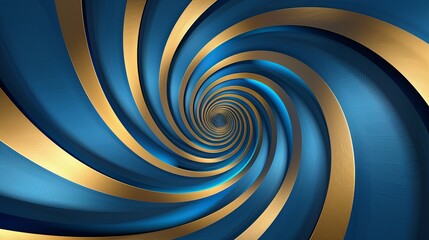 A blue and gold spiral with a circular center