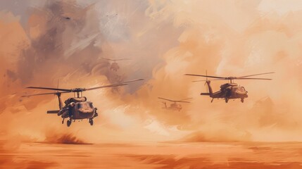 chopper helicopter in war illustration