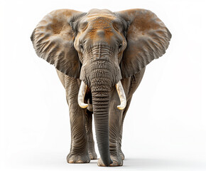 there is a large elephant standing in front of a white background
