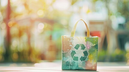 Watercolor painting of reusable eco friendly shopping bag represents the sustainable lifestyle concept