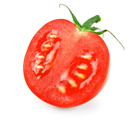 half of fresh tomato isolated on white background. clipping path