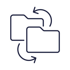 Folders sync with arrows line icon. File transfer, synchronisation, backup. Cloud computing, Information Technology, Software. Logo symbol for web, mobile. Editable vector stroke. Pixel Perfect.