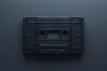 Fototapeta premium open cassette video box isolated on a white background, in the style of dark tonalities, creepypasta, black background, 3840x2160, tinkercore, back button focus, aerial view