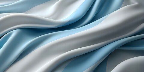 Obraz premium Close-up of grey bed sheet with electric blue wave pattern showcasing its smooth texture. Concept Home Decor, Textile Photography, Close-up Shots, Blue Wave Pattern, Smooth Texture