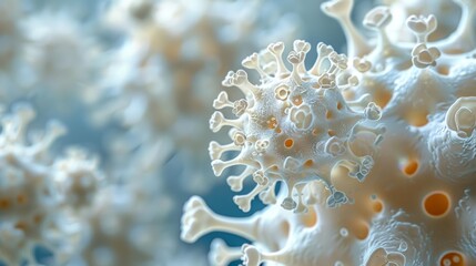 A high-resolution  micrograph of virus particle. The image should be in whitescale, with the spherical core and spiky protein envelope clearly visible.