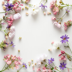 flowers arranged in a circle on a white surface