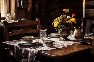 Table is set in rustic style