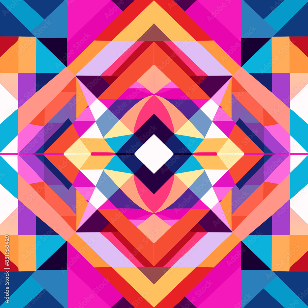 Poster colorful geometric pattern wallpaper with retro style and triangular shapes