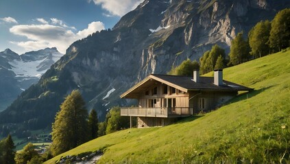 Obraz premium Nature house in the mountains landscape switzerland