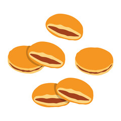 Hand drawn vector illustration of Dorayaki Japanese bean red bean jam pancake