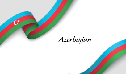 Ribbon with fllag of Azerbaijan on white background