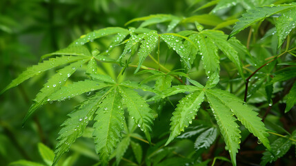 araffe leaves with water droplets on them in the rain
