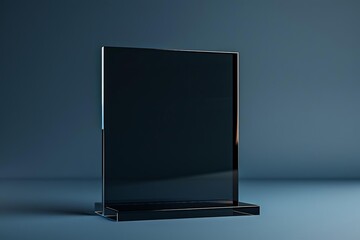 realistic, minimal, rectangular slab shape award made with matte black glass