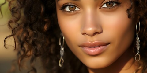Fototapeta premium Close-up portrait of a woman with a nose ring. Concept Portrait Photography, Close-up Shots, Women's Fashion, Accessories, Nose Ring