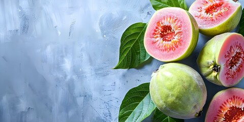 Guava Fruit: A Fresh and Healthy Tropical Delight. Concept Tropical Fruits, Nutritious Snacks, Guava Recipes, Health Benefits