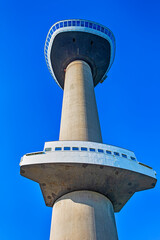 Extreme Closeup of Euromast Tower in Rotterdam City, The Netherlands.