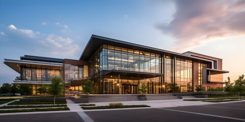 Obraz premium Multi-functional Corporate Building Design for Universities, Schools, and Businesses. Concept Architecture Design, Corporate Building, Universities, Schools, Businesses, Multi-functional