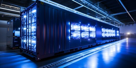 Obraz premium Exploring innovative solutions for largescale storage centers in global logistics transportation. Concept Logistics Technology, Warehouse Innovation, Global Supply Chain, Storage Solutions