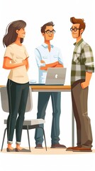 Obraz premium software development team, talking with clients about requirements