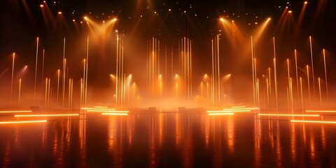 Spotlights illuminating stage before performance begins. Concept Stage Lighting, Performance, Achievement, Entertainment, Excitement