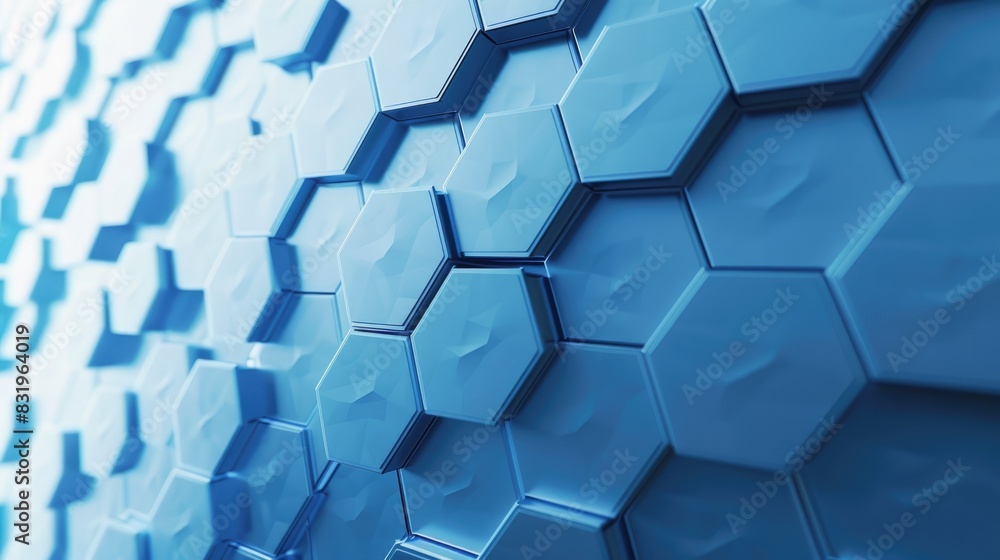 Aufkleber abstract blue and white background with hexagon texture showcasing technology elements and minimal h
