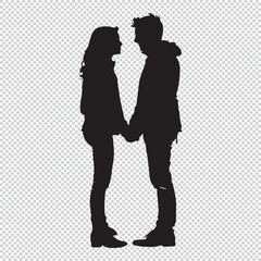 Simple silhouette of hands holding couple, black vector illustration on transparent background