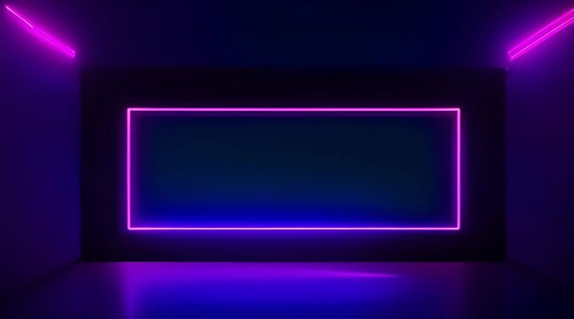 Background animation frame design with neon light effect, generated ai
