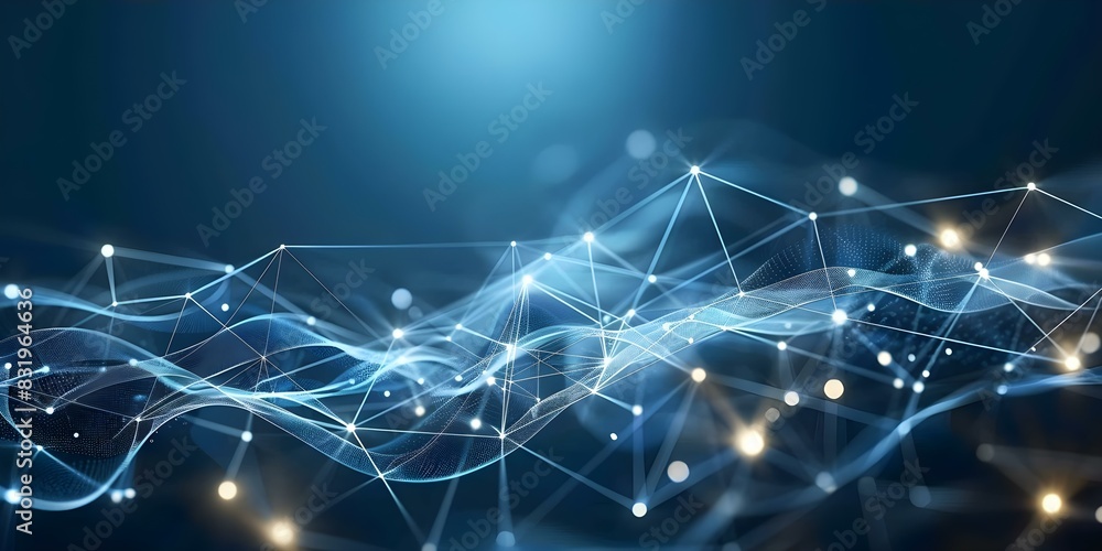 Poster the potential of technology: blue abstract background with glowing network connections. concept tech
