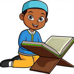 Muslim children reading Al Qur'an